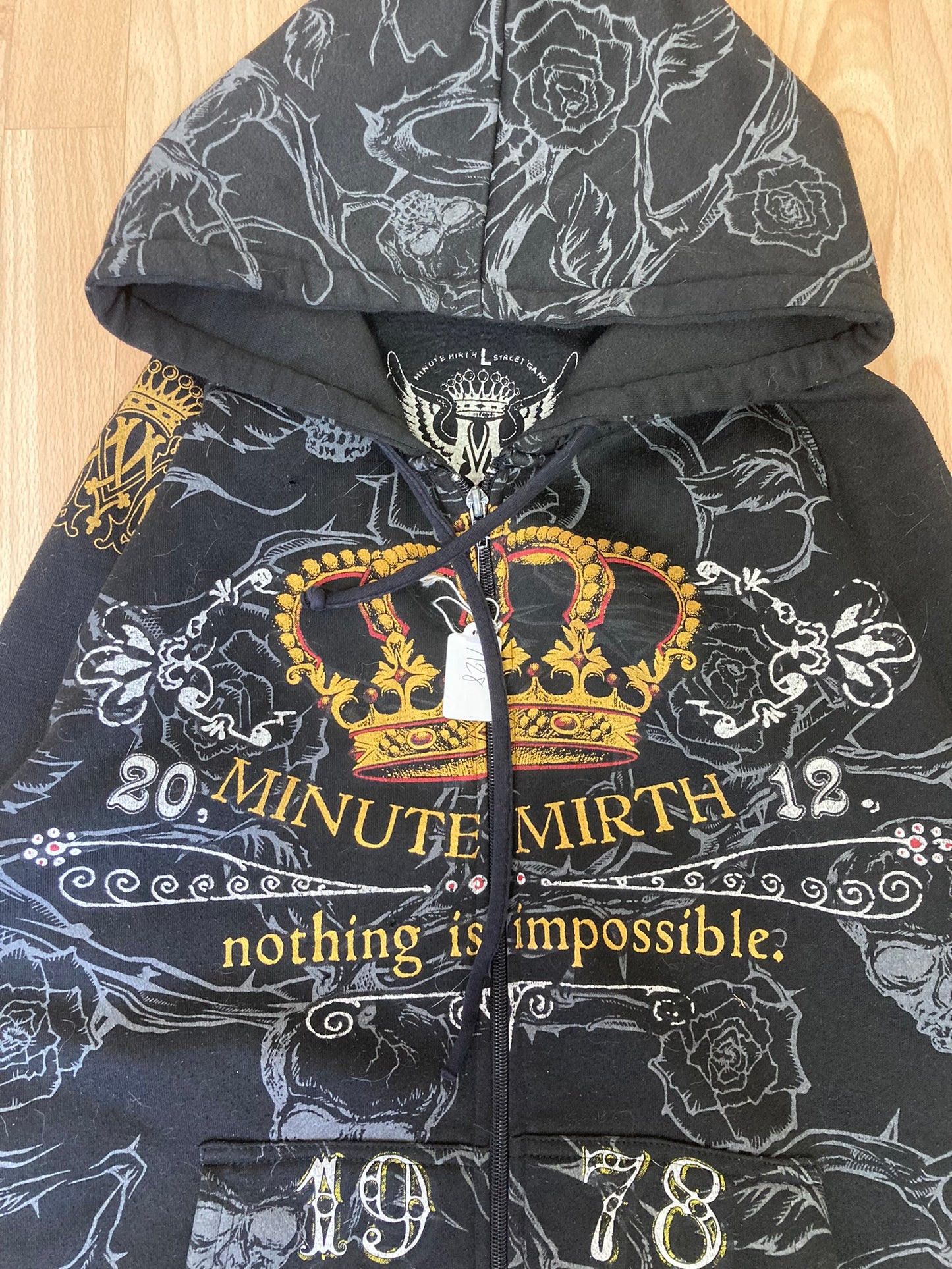 Hoodie zip MinutMirth hiphop - Size M - vintage - ample - brodé - 1990s - 2000s - cybery2k - rare
