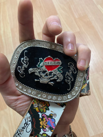 EdHardy Belt - vintage - ample - brodé - 1990s - 2000s - cybery2k - rare