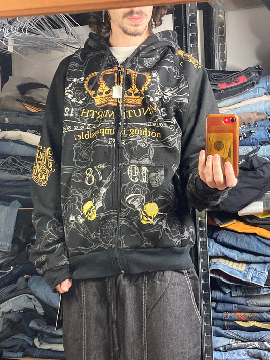 Hoodie zip MinutMirth hiphop - Size M - vintage - ample - brodé - 1990s - 2000s - cybery2k - rare