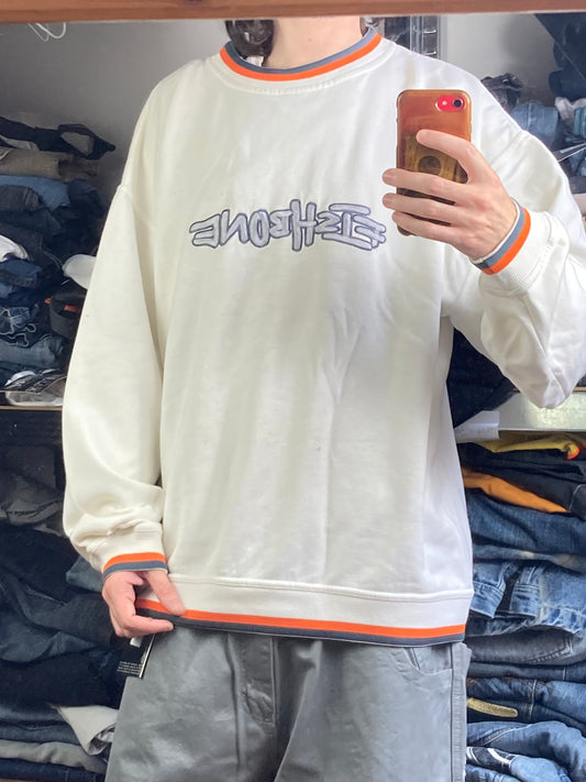 Crewneck Fishbone hiphop - Size L - vintage - ample - brodé - 1990s - 2000s - cybery2k - rare