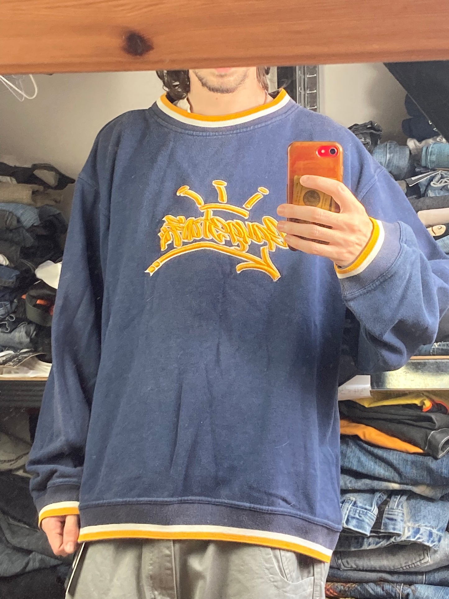 Crewneck Fishbone hiphop - Size L - vintage - ample - brodé - 1990s - 2000s - cybery2k - rare