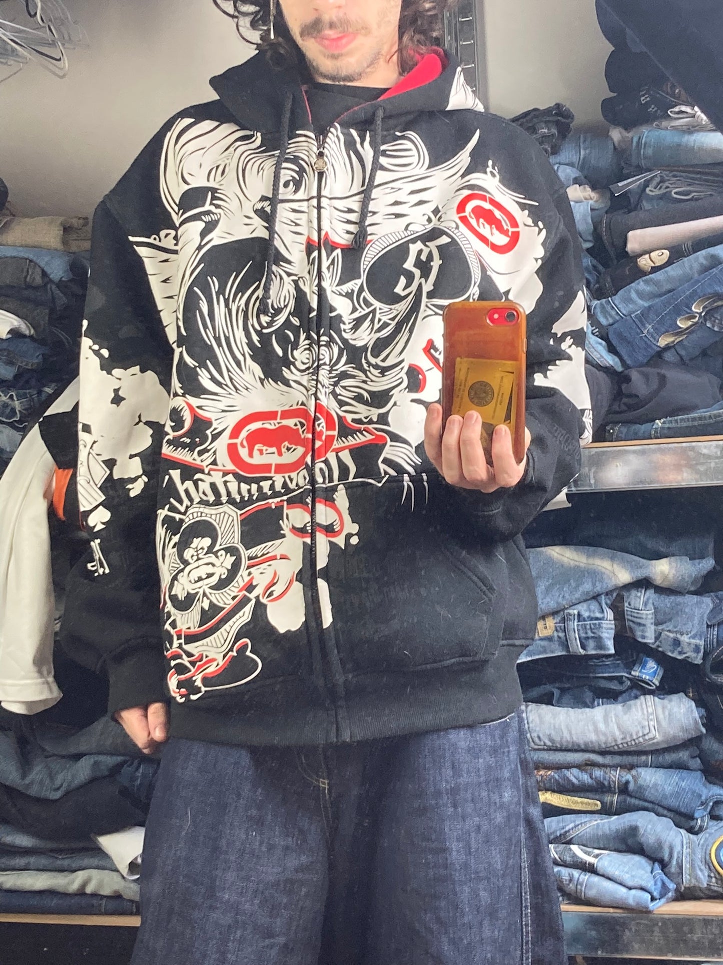 Hoodie Zip EckoUNLTD hiphop - Size L - vintage - ample - brodé - 1990s - 2000s - cybery2k - rare