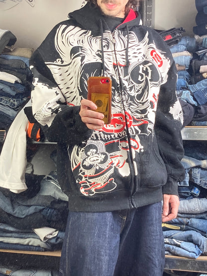 Hoodie Zip EckoUNLTD hiphop - Size L - vintage - ample - brodé - 1990s - 2000s - cybery2k - rare